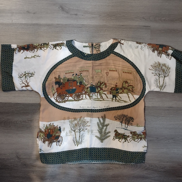 Vintage Tops - Vintage Western Horse Print Blouse: 80s Novelty Boxy Top
